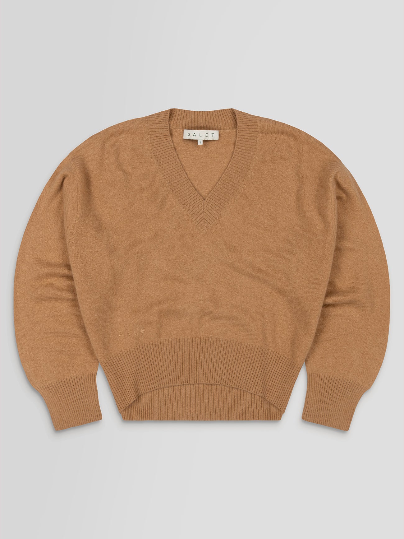 The Cashmere V Neck in Tan