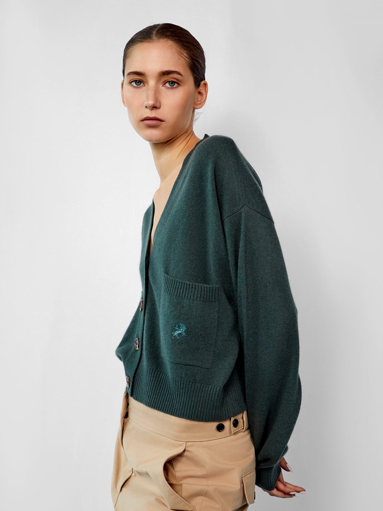 The Cashmere Cardi in British Racing Green