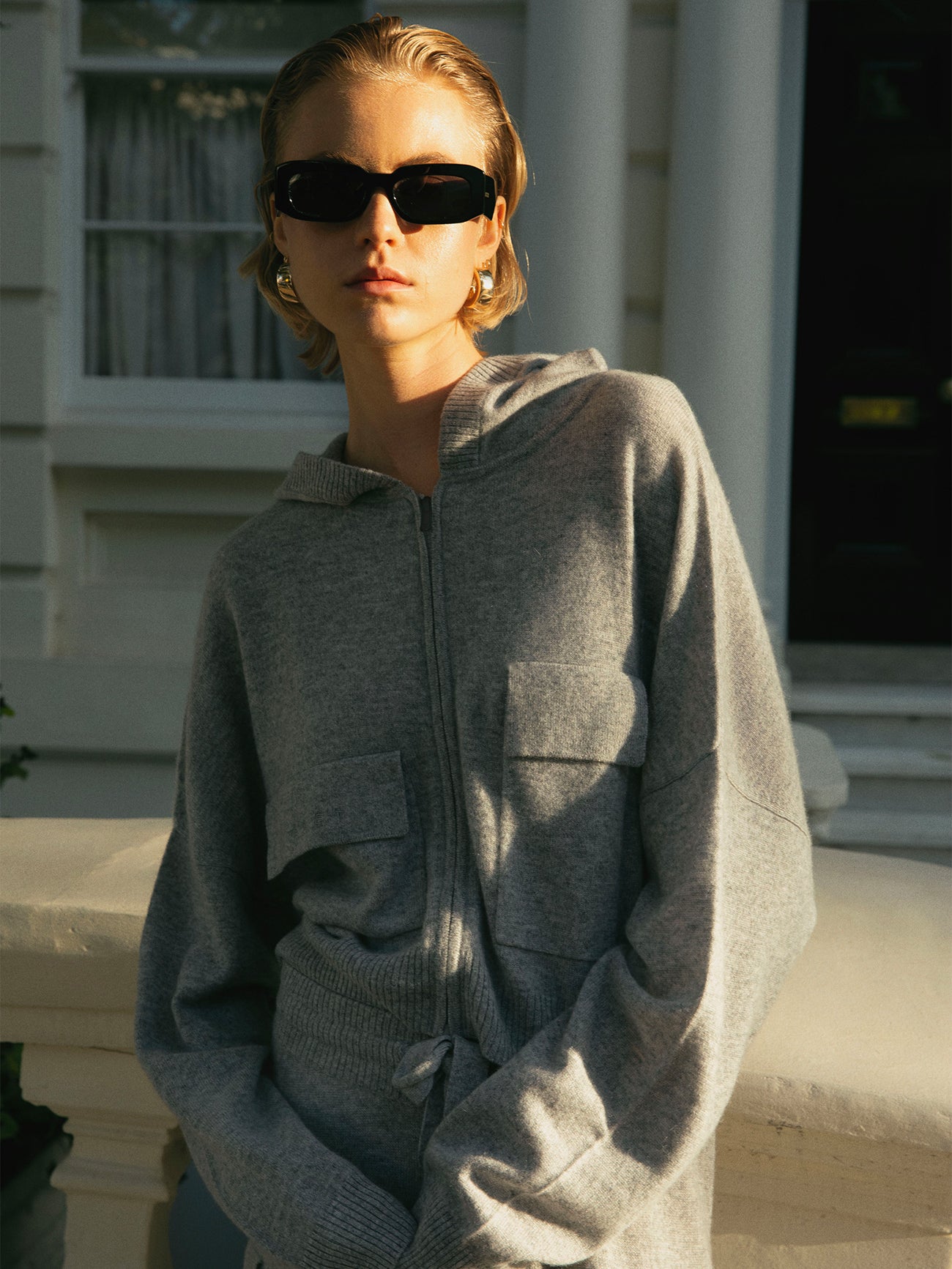 The Cashmere Hoodie in Grey Marl