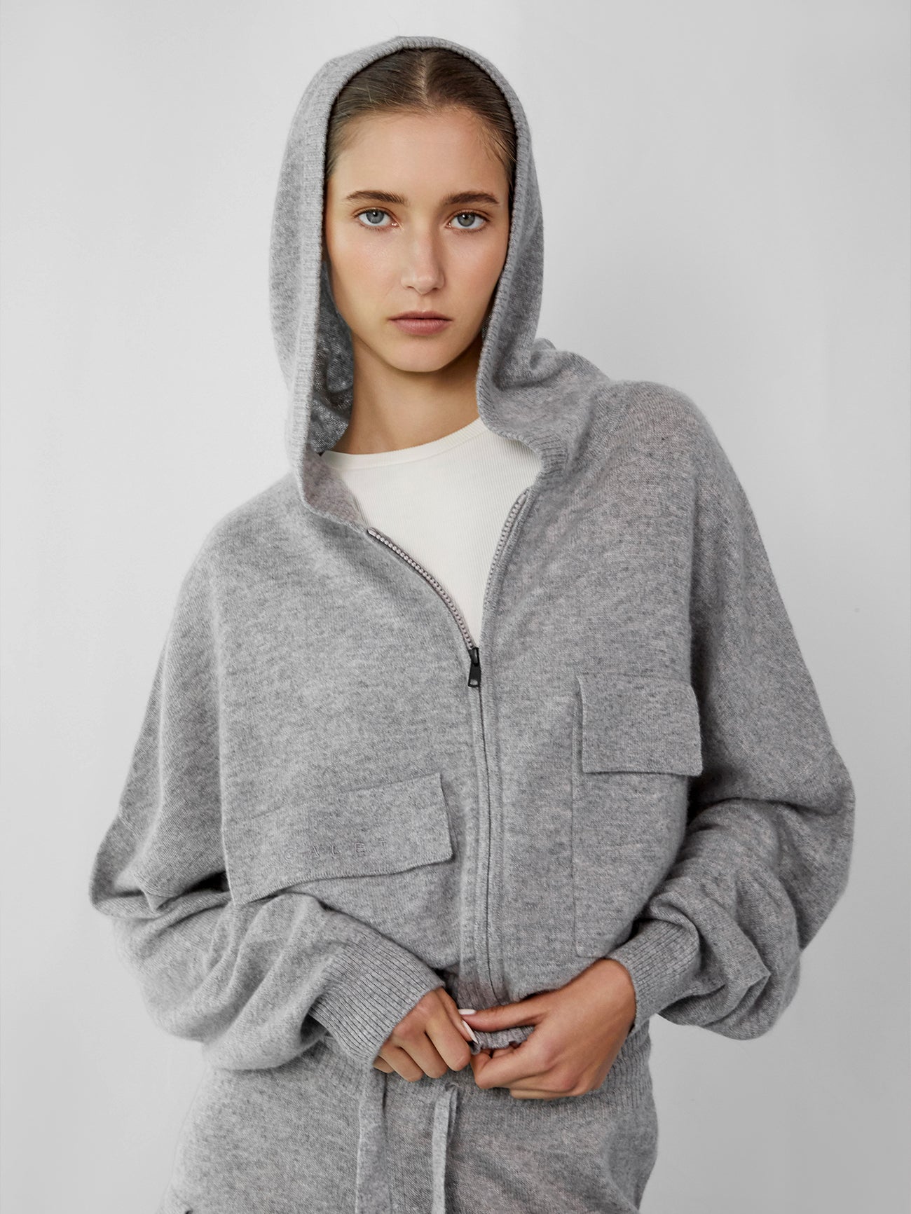 The Cashmere Hoodie in Grey Marl