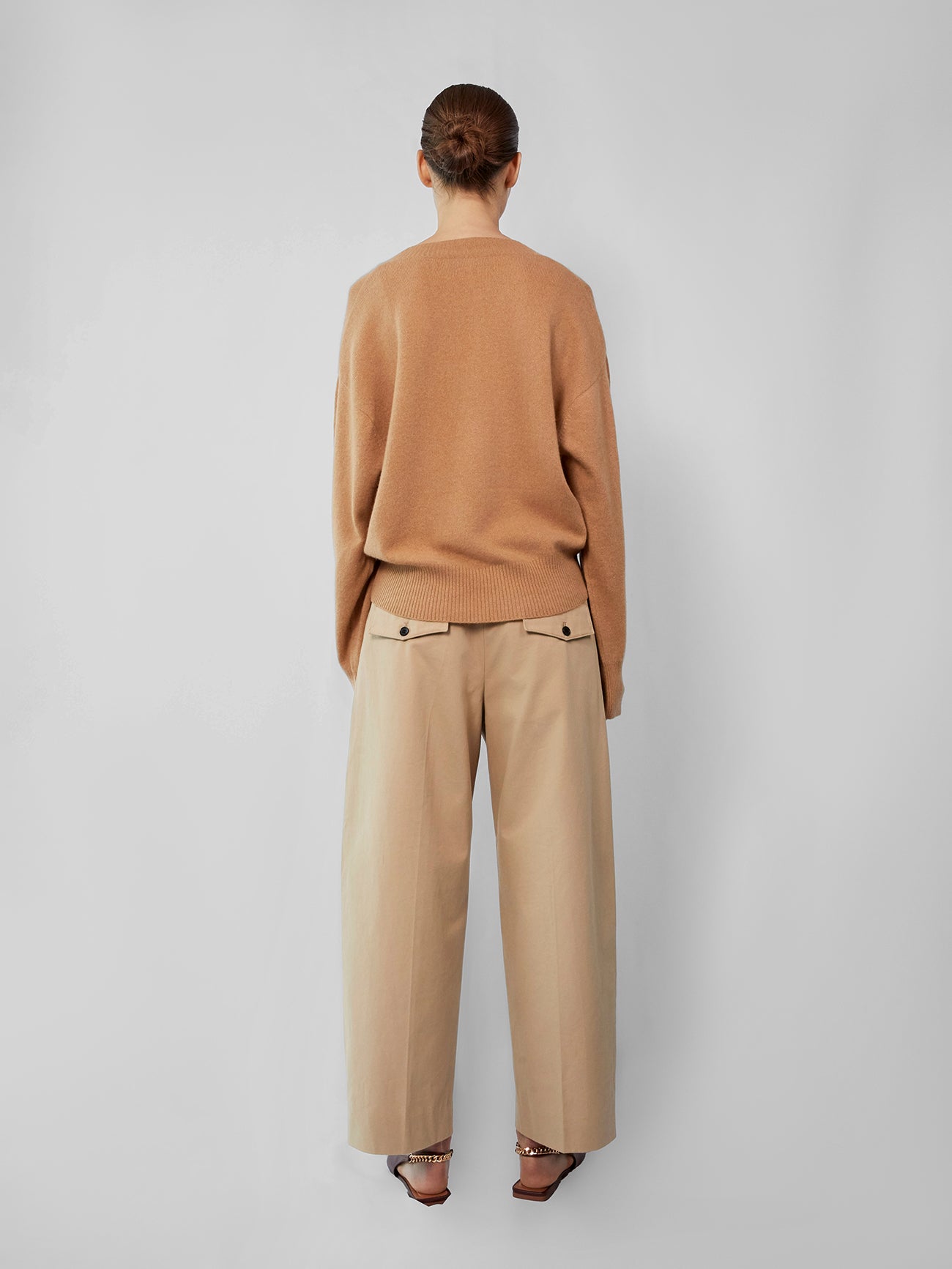 The Cashmere V Neck in Tan